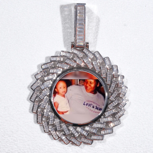 Large 3D Baguette Custom Picture Pendant