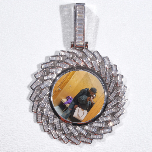 Large 3D Baguette Custom Picture Pendant