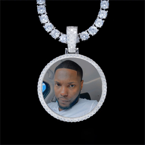 925S & VVS Moissanite 3D Circle Custom Picture Pendant