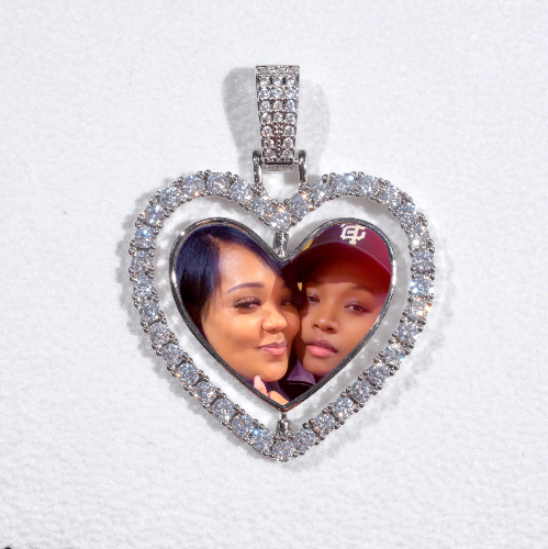 3D Spinning 2-Faced Heart Custom Picture Pendant