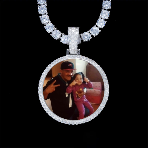 925S & VVS Moissanite 3D Circle Custom Picture Pendant