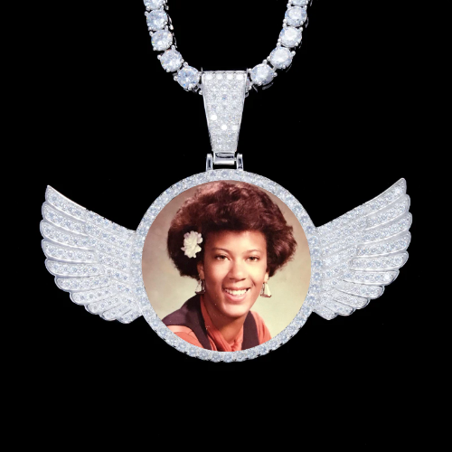 925S & VVS Moissanite 3D Wing Custom Picture Pendant