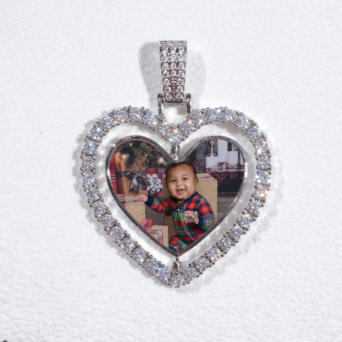 3D Spinning 2-Faced Heart Custom Picture Pendant