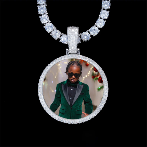 925S & VVS Moissanite 3D Circle Custom Picture Pendant