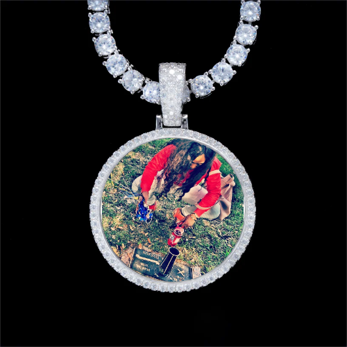 925S & VVS Moissanite 3D Circle Custom Picture Pendant