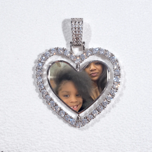 3D Spinning 2-Faced Heart Custom Picture Pendant
