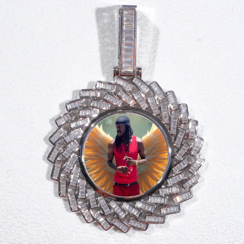 Large 3D Baguette Custom Picture Pendant