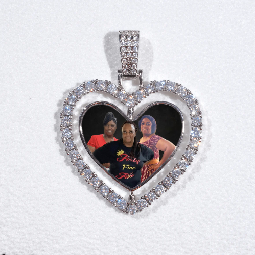 3D Spinning 2-Faced Heart Custom Picture Pendant