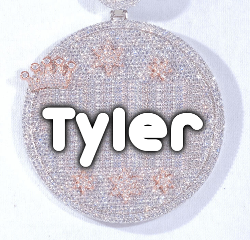 CUSTOM LETTER NECKLACE 3D BIG CROWN DISC