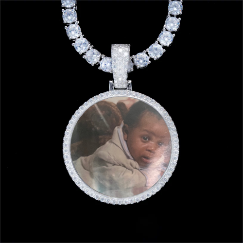 925S & VVS Moissanite 3D Circle Custom Picture Pendant