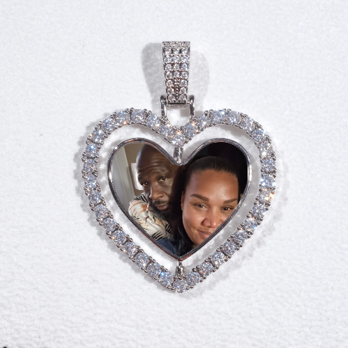 3D Spinning 2-Faced Heart Custom Picture Pendant