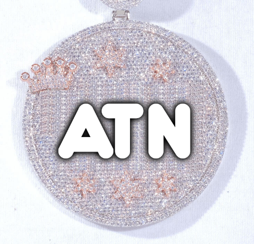 CUSTOM LETTER NECKLACE 3D BIG CROWN DISC