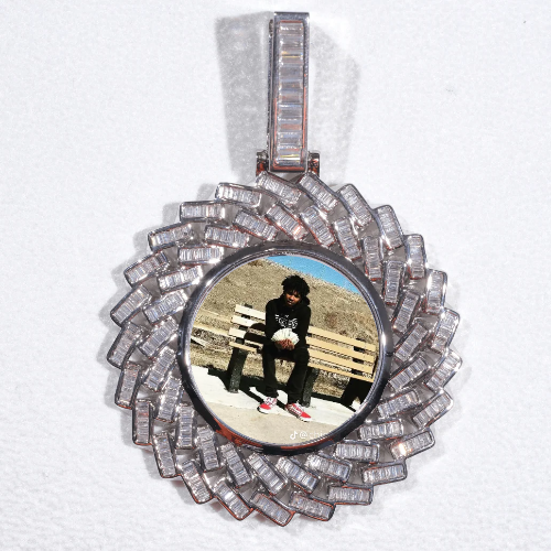 Large 3D Baguette Custom Picture Pendant