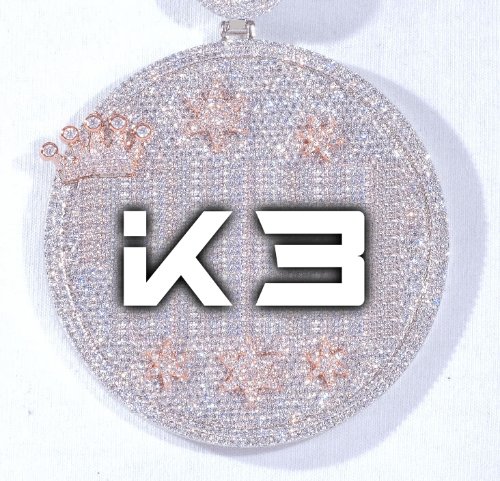 CUSTOM LETTER NECKLACE 3D BIG CROWN DISC