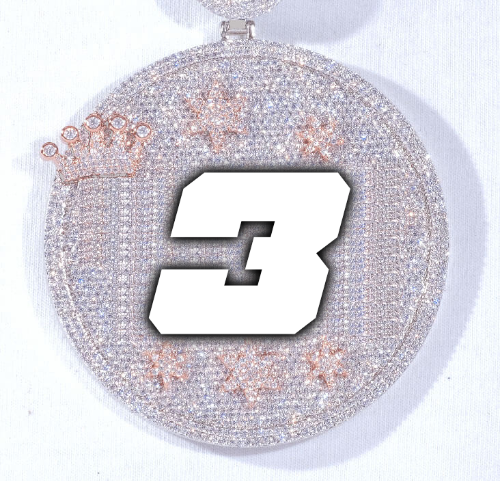 CUSTOM LETTER NECKLACE 3D BIG CROWN DISC
