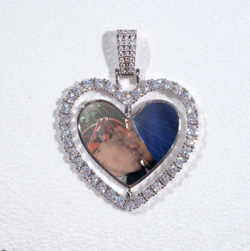 3D Spinning 2-Faced Heart Custom Picture Pendant