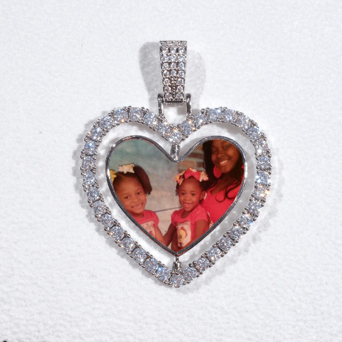 3D Spinning 2-Faced Heart Custom Picture Pendant