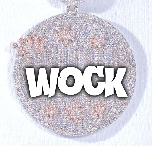 CUSTOM LETTER NECKLACE 3D BIG CROWN DISC