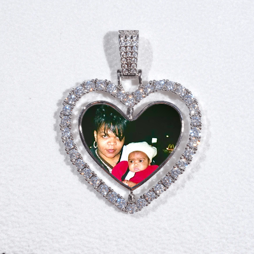 3D Spinning 2-Faced Heart Custom Picture Pendant