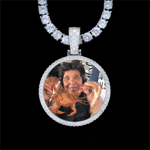 925S & VVS Moissanite 3D Circle Custom Picture Pendant