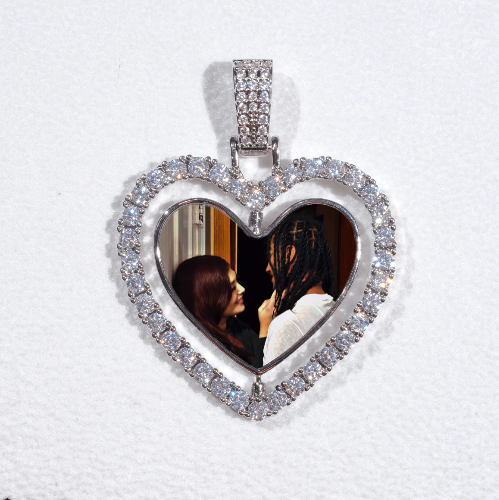 3D Spinning 2-Faced Heart Custom Picture Pendant