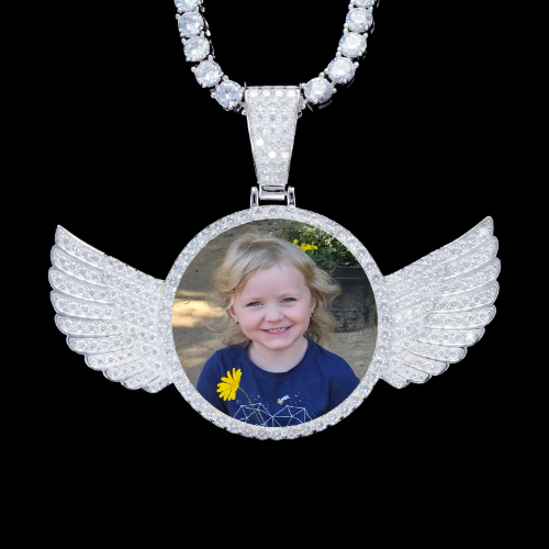 925S & VVS Moissanite 3D Wing Custom Picture Pendant