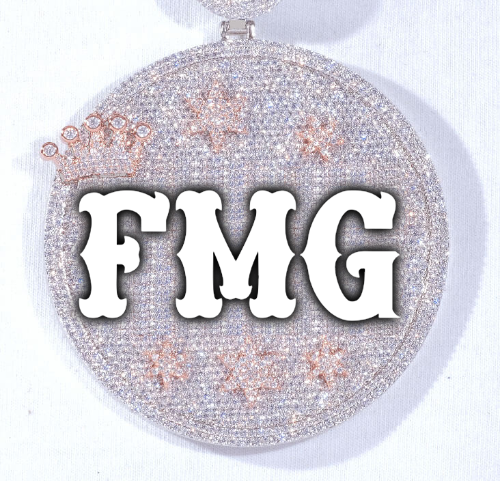 CUSTOM LETTER NECKLACE 3D BIG CROWN DISC