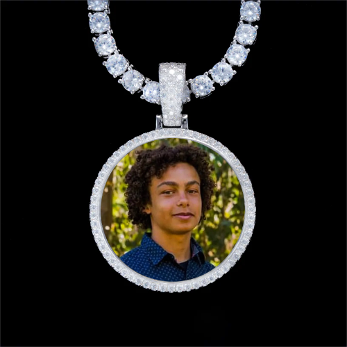 925S & VVS Moissanite 3D Circle Custom Picture Pendant