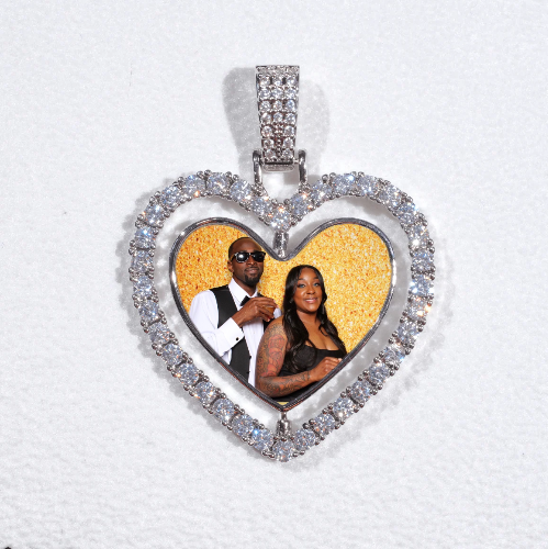 3D Spinning 2-Faced Heart Custom Picture Pendant