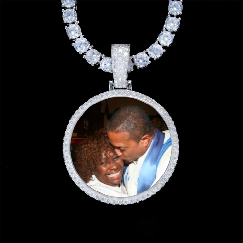 925S & VVS Moissanite 3D Circle Custom Picture Pendant