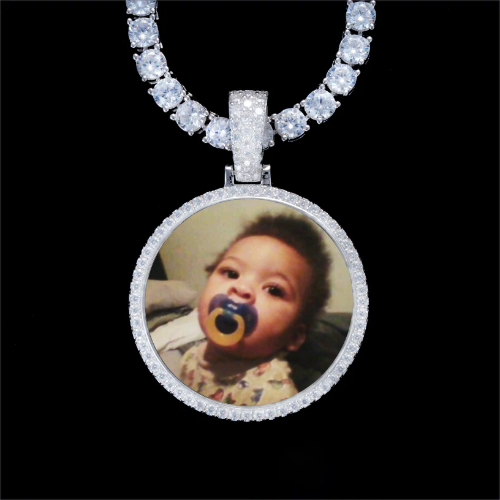 925S & VVS Moissanite 3D Circle Custom Picture Pendant