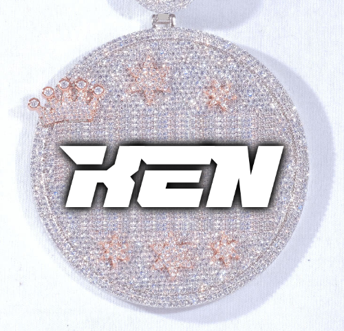 CUSTOM LETTER NECKLACE 3D BIG CROWN DISC
