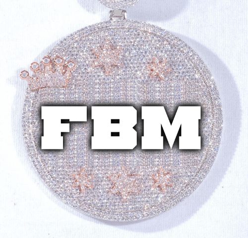CUSTOM LETTER NECKLACE 3D BIG CROWN DISC