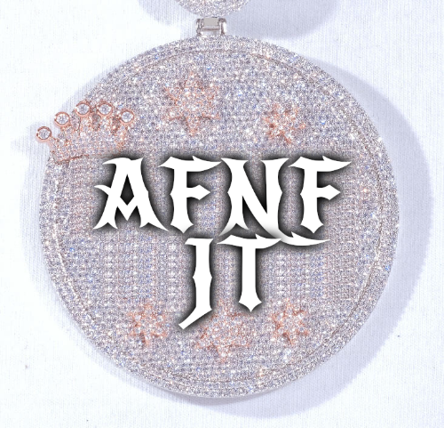CUSTOM LETTER NECKLACE 3D BIG CROWN DISC