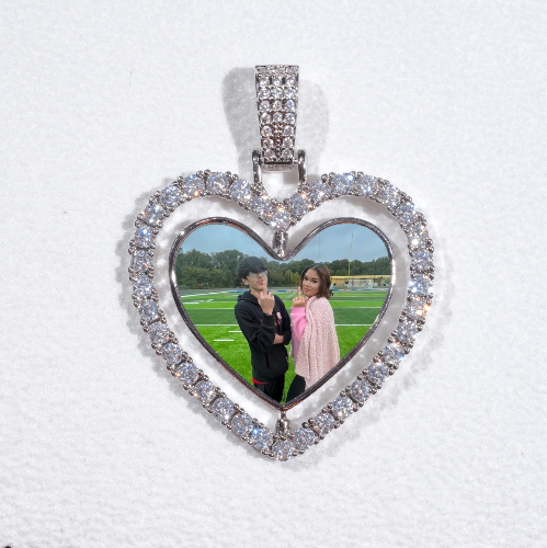 3D Spinning 2-Faced Heart Custom Picture Pendant