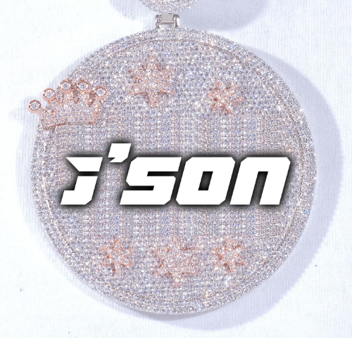CUSTOM LETTER NECKLACE 3D BIG CROWN DISC