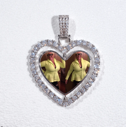 3D Spinning 2-Faced Heart Custom Picture Pendant