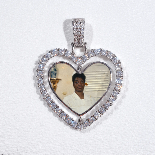 3D Spinning 2-Faced Heart Custom Picture Pendant