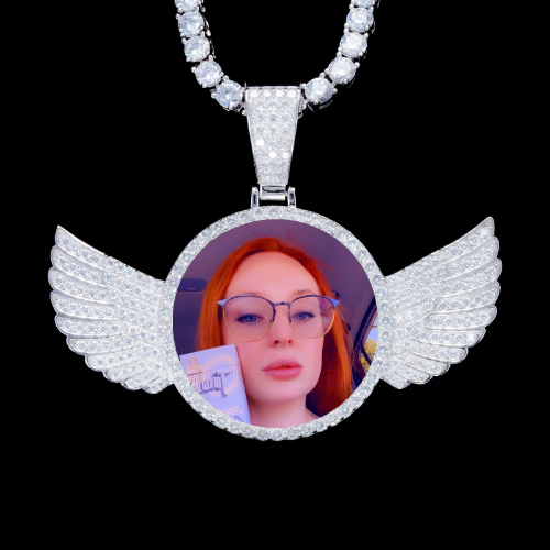925S & VVS Moissanite 3D Wing Custom Picture Pendant