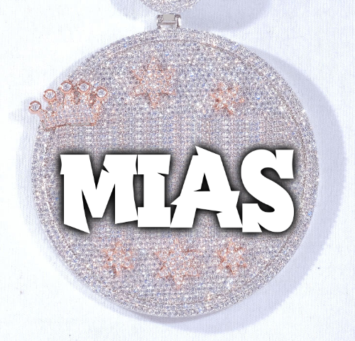 CUSTOM LETTER NECKLACE 3D BIG CROWN DISC