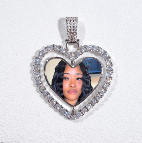 3D Spinning 2-Faced Heart Custom Picture Pendant