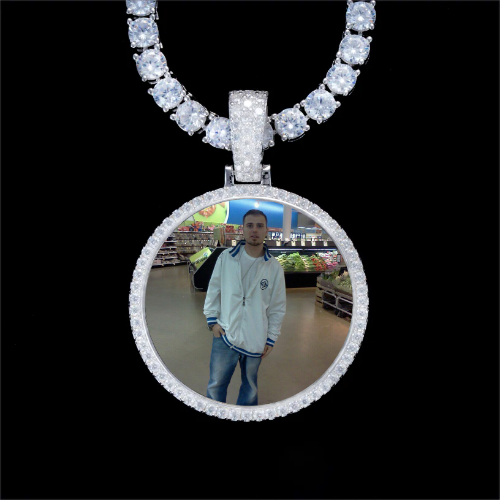 925S & VVS Moissanite 3D Circle Custom Picture Pendant