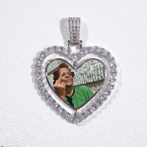 3D Spinning 2-Faced Heart Custom Picture Pendant