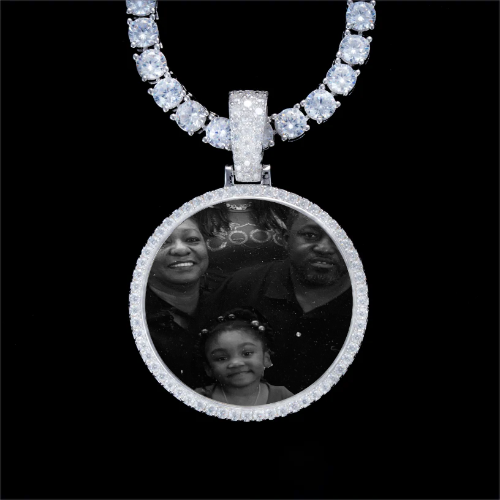 925S & VVS Moissanite 3D Circle Custom Picture Pendant