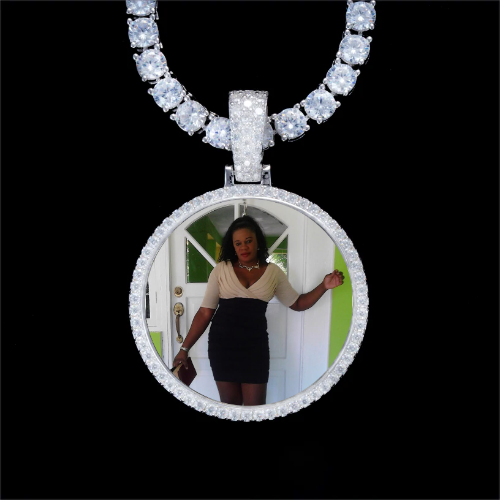 925S & VVS Moissanite 3D Circle Custom Picture Pendant