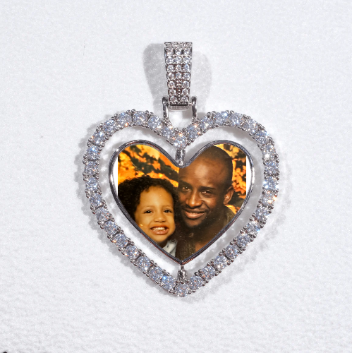 3D Spinning 2-Faced Heart Custom Picture Pendant