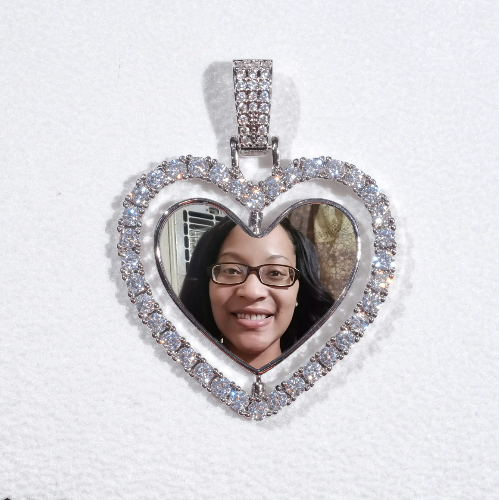 3D Spinning 2-Faced Heart Custom Picture Pendant