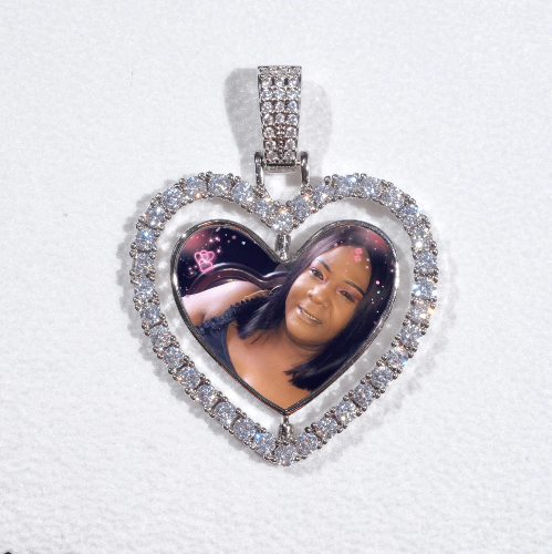 3D Spinning 2-Faced Heart Custom Picture Pendant