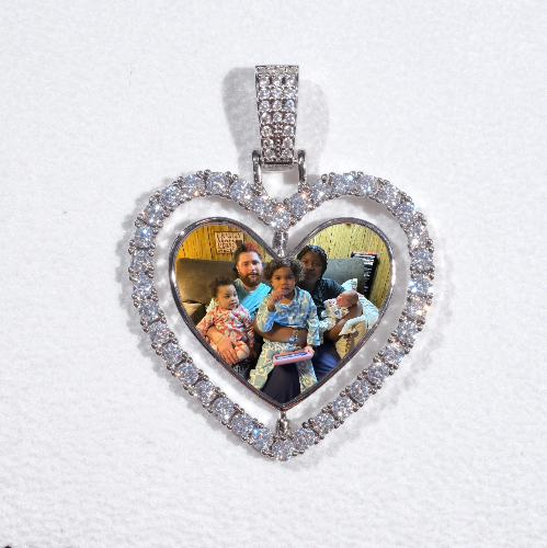 3D Spinning 2-Faced Heart Custom Picture Pendant