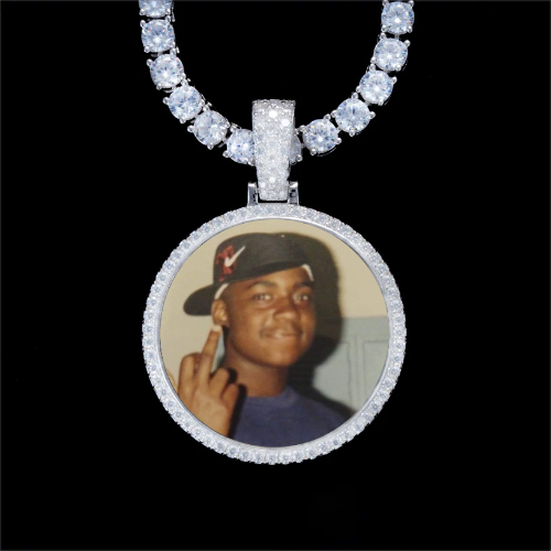 925S & VVS Moissanite 3D Circle Custom Picture Pendant
